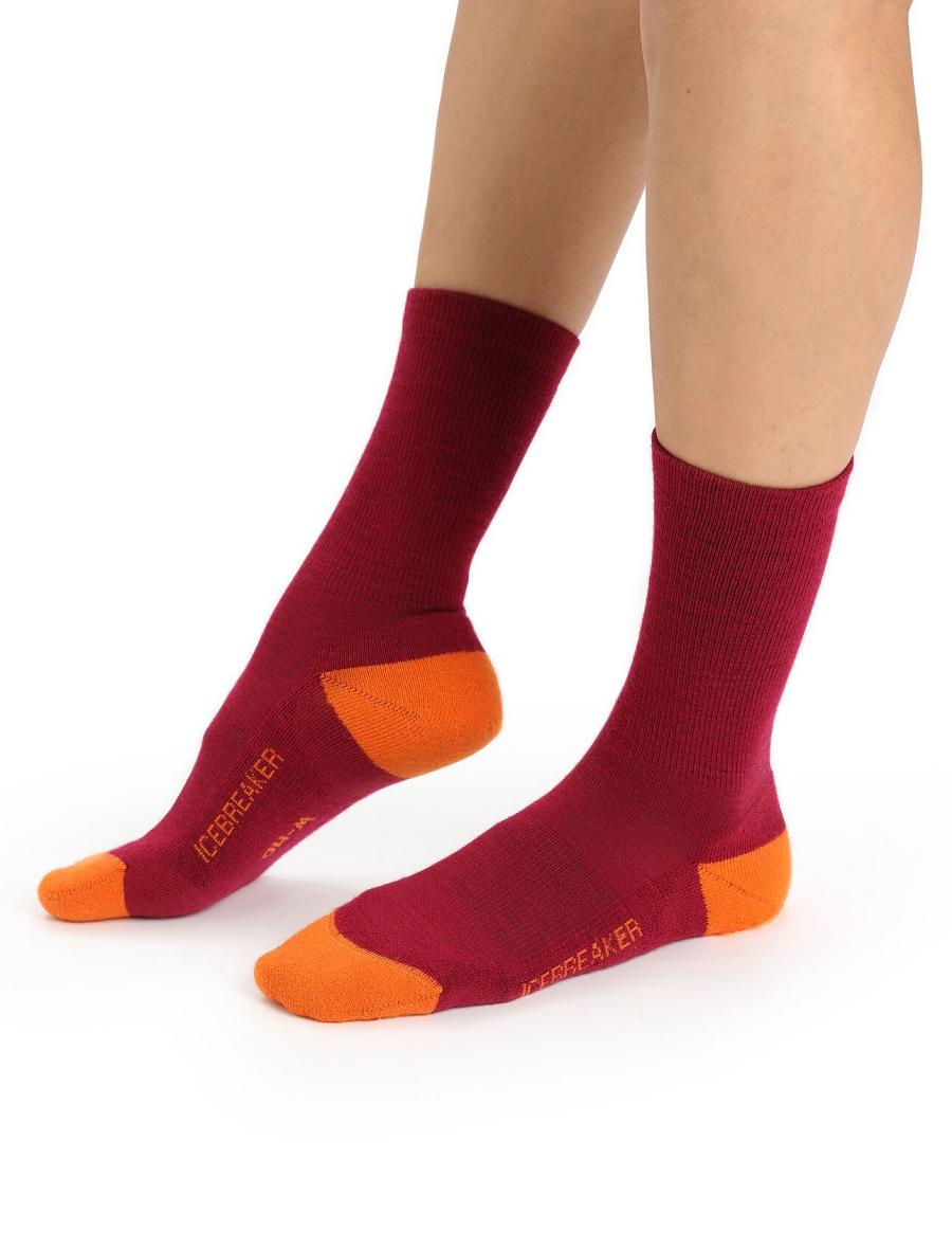 Cherry / Flash Icebreaker Merino Lifestyle Light Crew Women's Socks | AU 1417EBCX